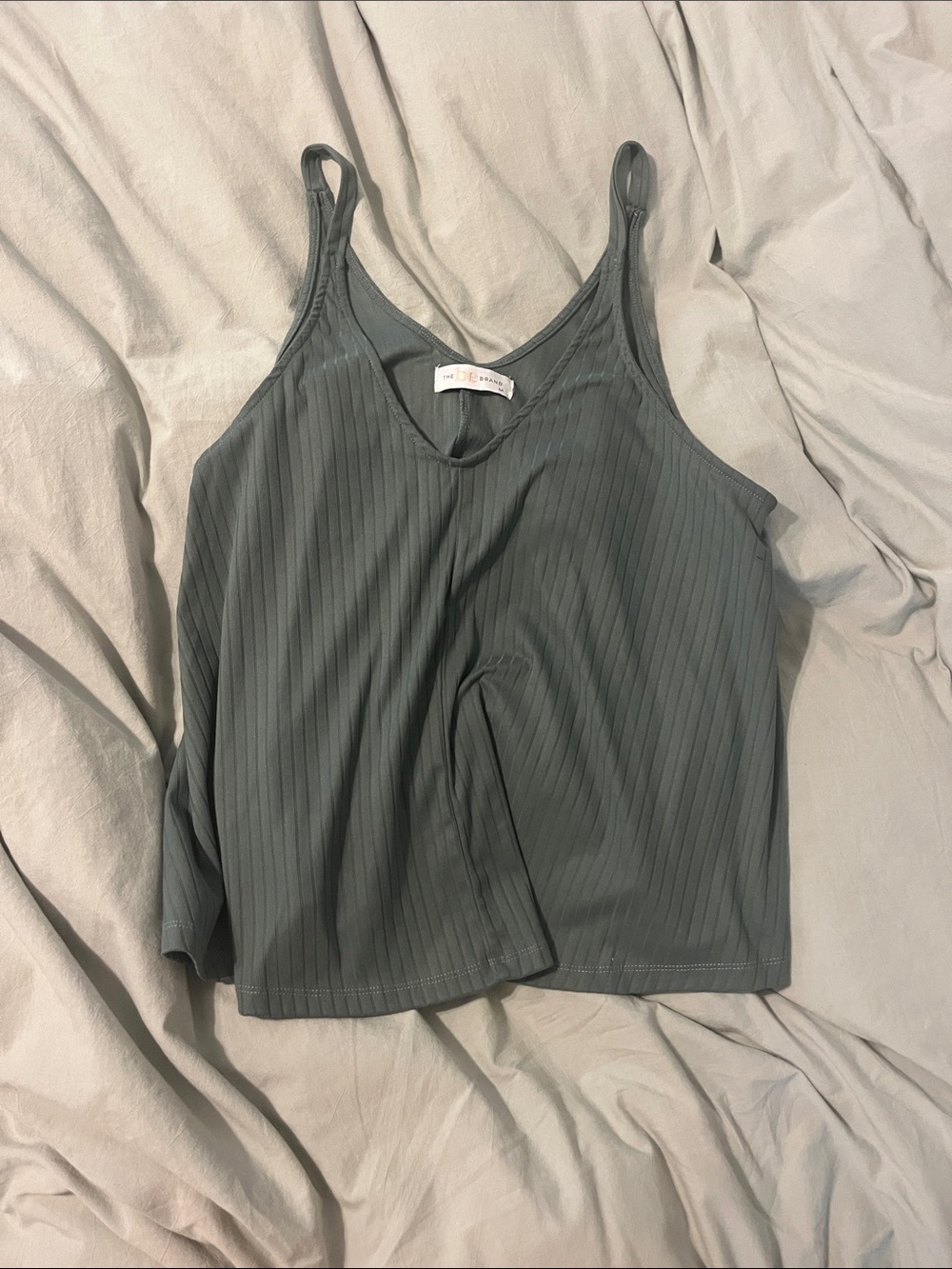 Ribbed V-Neck Cami Tank - Olive